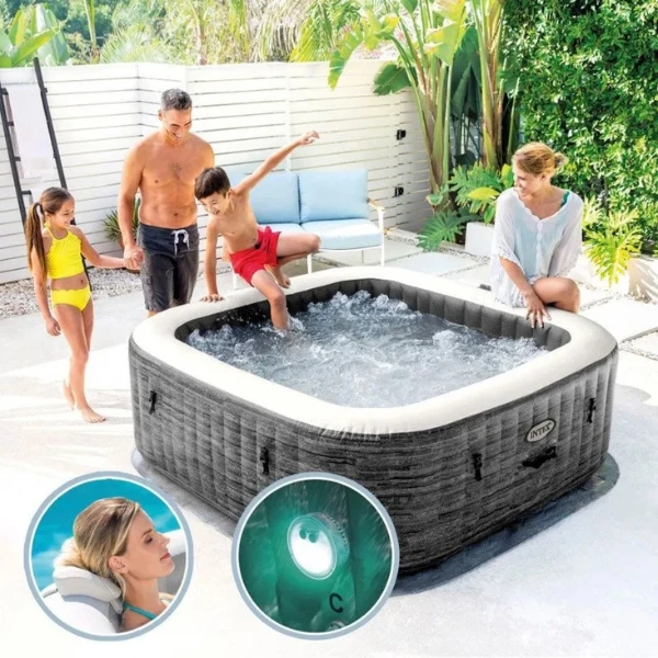Intex jacuzzi spa gonflabil “greystone deluxe” 239х239х71, 1098l, 6 persoane 6
