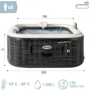 Intex jacuzzi spa gonflabil “greystone deluxe” 239х239х71, 1098l, 6 persoane Thumbnail 13