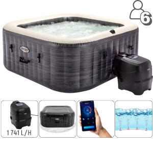 INTEX Jacuzzi SPA gonflabil “Greystone Deluxe” 239х239х71, 1098L, 6 persoane