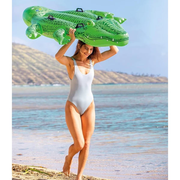 Intex надувной матрас-плот "гигантский крокодил" с ручками, 203x114x25 см, до 80 кг, 3+ 5