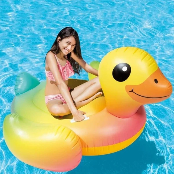 Intex надувной матрас-плот “уточка” с ручками, 147x147x81 см, до 40 кг, 3+ 2