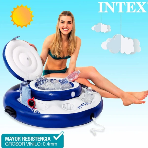 Intex надувной холодильник - мини бар "мега холод" д 89 см с подстаканниками 15