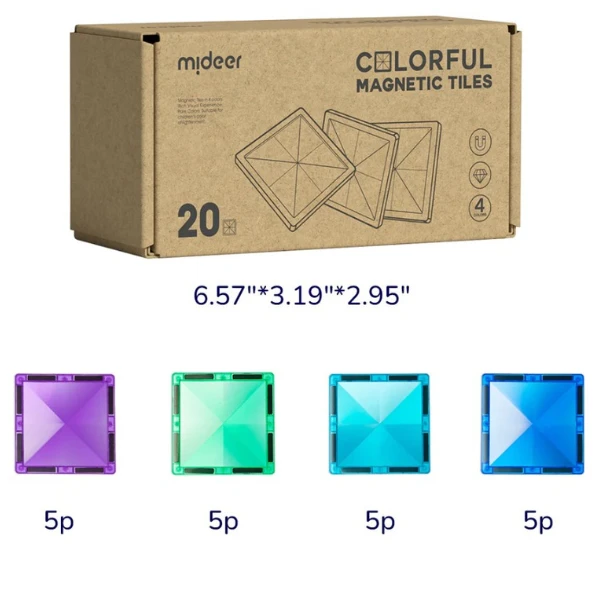 Set de construcție magnetic „forme geometrice”, (nuanțe  reci, 20 buc.) 2