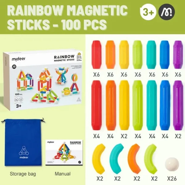 Set de construcție magnetic „cilindri în culori de curcubeu”, 60 buc. 9