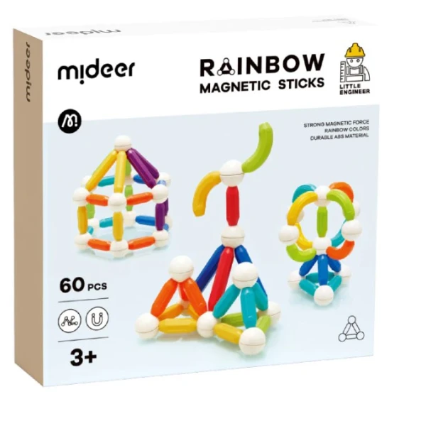 Set de construcție magnetic „cilindri în culori de curcubeu”, 60 buc. 3