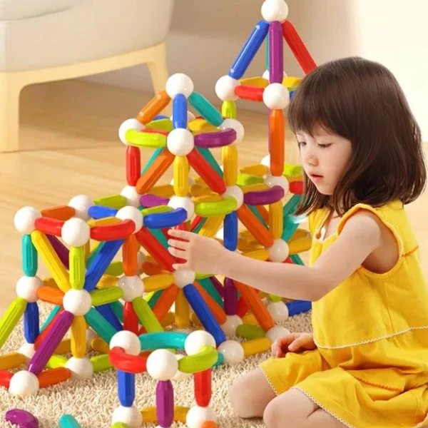 Set de construcție magnetic „cilindri în culori de curcubeu”, 60 buc. 4