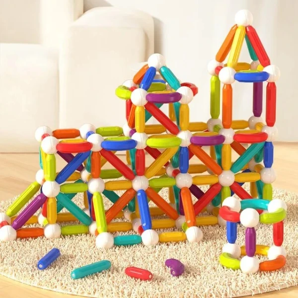 Set de construcție magnetic „cilindri în culori de curcubeu”, 60 buc. 2