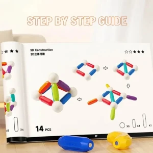 Set de construcție magnetic „cilindri în culori de curcubeu”, 60 buc. Thumbnail 11