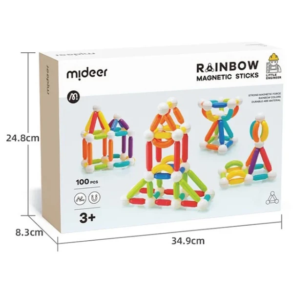 Set de construcție magnetic „cilindri în culori de curcubeu”, 100 buc. 2