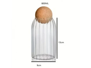 BORCAN DIN STICLA ONDULAT CU CAPAC IN FORA DE SFERA 800 ML (S174--30)