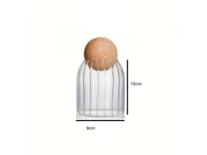 BORCAN DIN STICLA ONDULAT CU CAPAC IN FORA DE SFERA 500 ML 9*10 CM (S174--29)