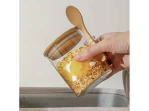BORCAN DIN STICLA CU CAPAC SI LINGURITA 8,5*10 CM, 500 ML (S174--25)