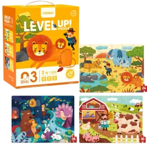 Серия пазлов “сцены с животными” 3 в 1, уровень 3