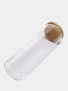 VAS DIN STICLA CU CAPAC DE BAMBUC (006871)