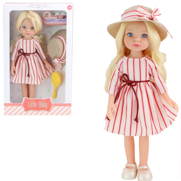 Păpușa "mica milly", în rochie alb-roșie, 33 cm 3