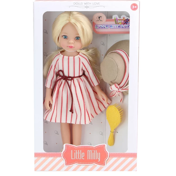 Păpușa "mica milly", în rochie alb-roșie, 33 cm 4