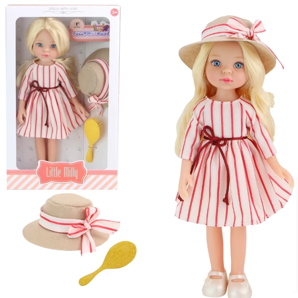 Păpușa "mica milly", în rochie alb-roșie, 33 cm 5