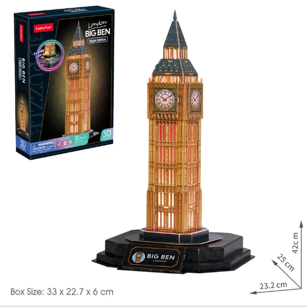 3d puzzle “big ben” cu iluminare led, 32 elemente 3