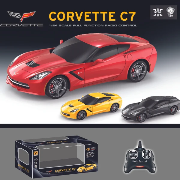 Corvette c7 1:24 cu telecomandă, 3 culori 2
