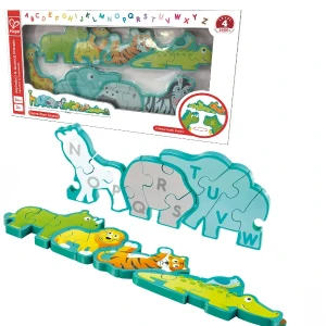 Puzzle-alfabet din lemn "parada animalelor"