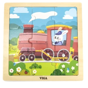 Puzzle din lemn "locomotivă" 9 elem.