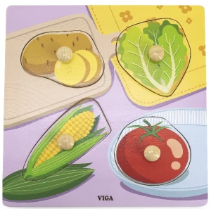 Puzzle din lemn cu buton „Legume&quot;