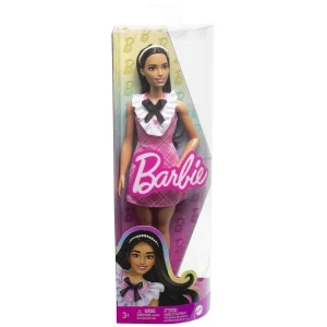 Păpușa barbie "fashionista cu părul  negru și rochie cu carouri” Thumbnail 7