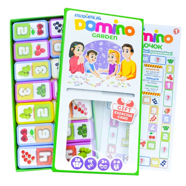 Настольная игра "разноцветное домино с фруктами", 28 карточек 3
