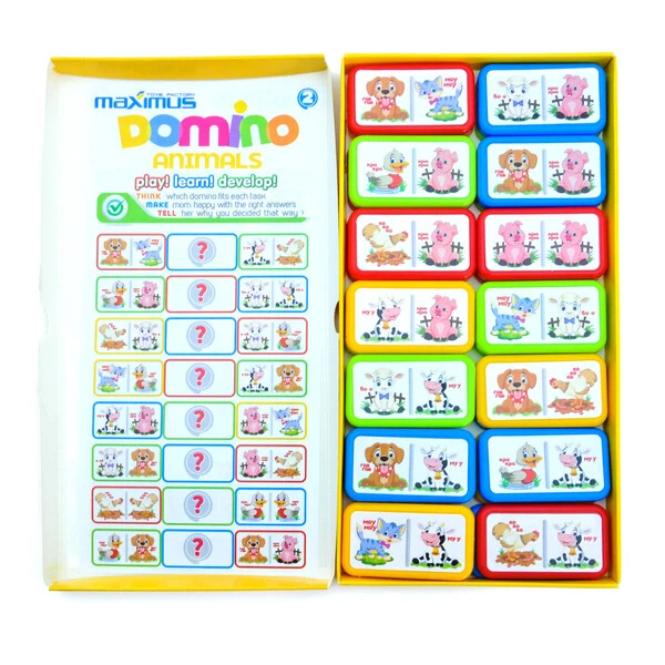Настольная игра "разноцветное домино с животными", 28 карточек 2