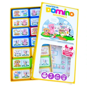 Настольная игра "разноцветное домино с животными", 28 карточек