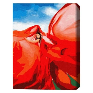 Pictură pe numere 40*50 сm (fără cutie) premium – femeie în roșu
