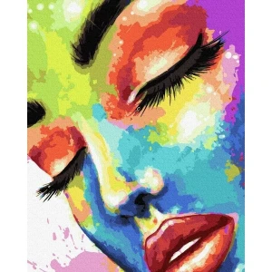 Pictură pe numere 40*50 сm (fără cutie) premium – femeie în culori Thumbnail 3