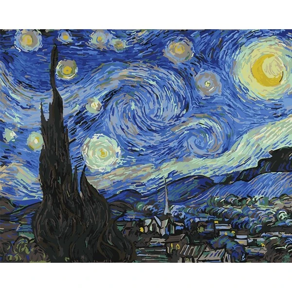 Pictură pe numere 40*50 сm (fără cutie) premium – noaptea cu stele 3