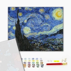 Pictură pe numere 40*50 сm (fără cutie) premium – noaptea cu stele Thumbnail 2