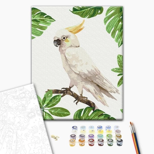 Pictură pe numere 30*40 сm (fără cutie) – cacatua alb 3