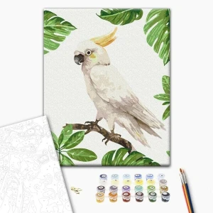 Pictură pe numere 30*40 сm (fără cutie) – cacatua alb Thumbnail 2