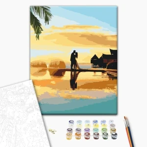 Pictură pe numere 40x50 cm (în cutie) - iubirea la răsărit Thumbnail 2