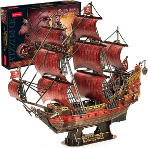 3d puzzle corabie de pirați „răzbunarea reginei anne” – ediție roșie aniversară, 391 de elemente