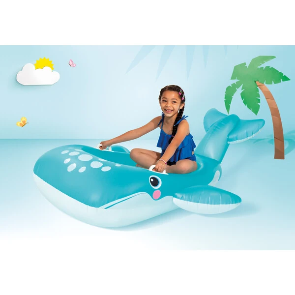Intex надувной матрас-плот “голубой кит” с ручками, 168х140 см, до 40 кг, 3+ 4