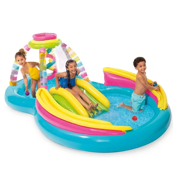Intex centrul de joacă gonflabil “toboganul curcubeu” 295x191x109 cm, 374 l, până la 81 kg, 2+ 3