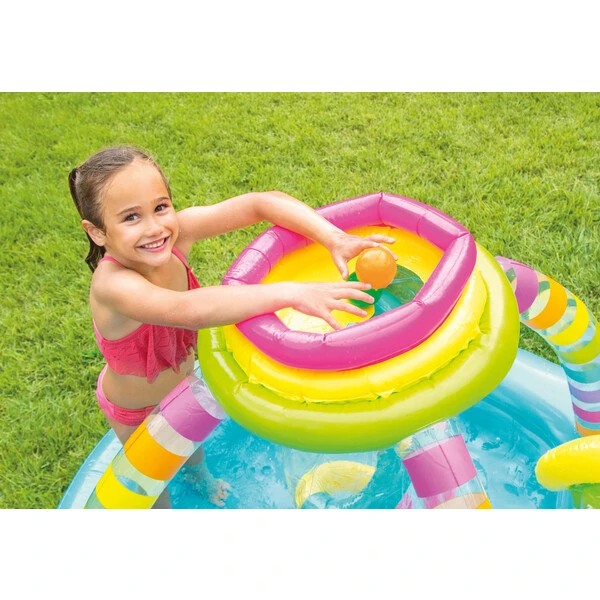 Intex centrul de joacă gonflabil “toboganul curcubeu” 295x191x109 cm, 374 l, până la 81 kg, 2+ 8