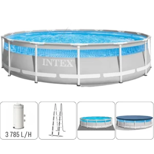 Intex piscină prism frame clearview 427x107cm, 12706l, cadru metalic