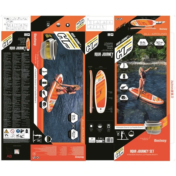 Bestway доска для сап сёрфинга - sup-доска "aqua journey" 274х76х12 см, насос, весло, сумка, до 100 кг 39