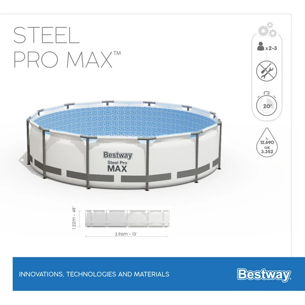 Bestway бассейн steel pro max 396х122 см, 12690 л, метал. каркас 10