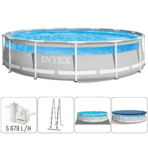 Intex piscină prism frame clearview 488x122cm, 19156l, cadru metalic