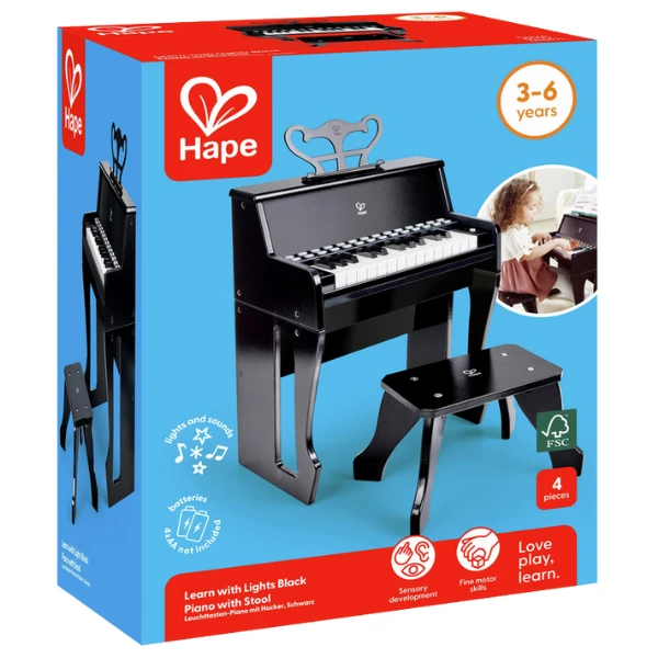 Hape baby pian cu taburet, negru 3