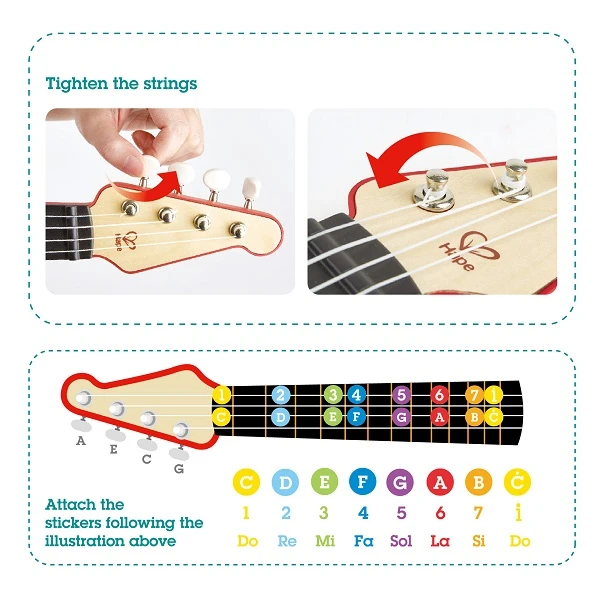 Детская гитара hape ukulele-red 8