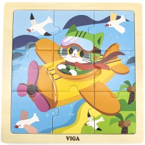 Puzzle din lemn "avion" 9 elem.