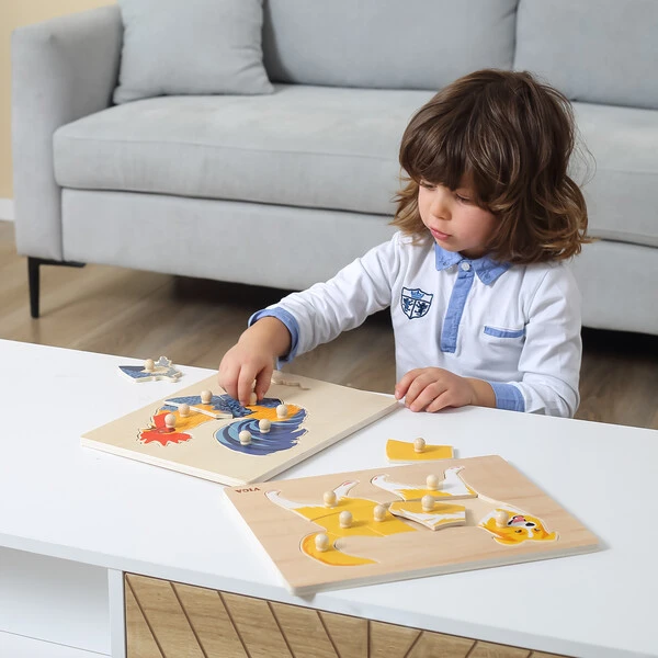 Puzzle din lemn montessori cu buton "cățel" 6