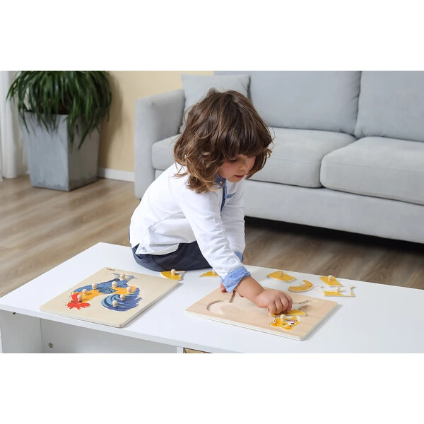 Puzzle din lemn montessori cu buton "cățel" 7